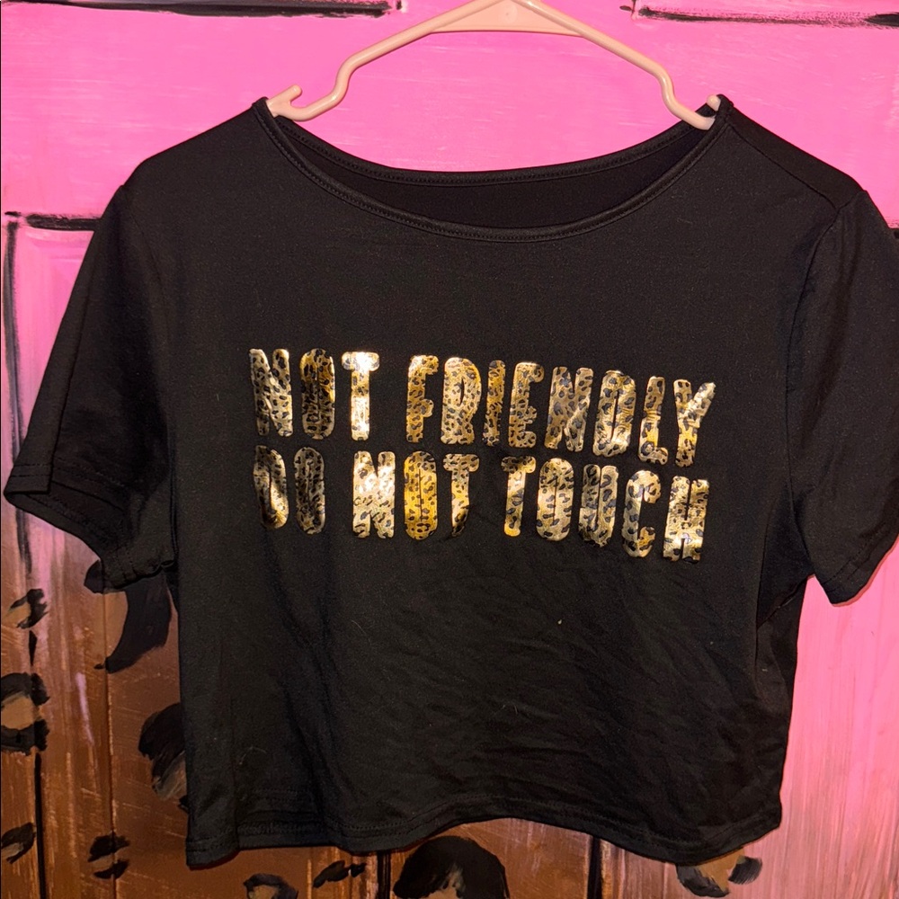 Black Graphic Tee with Gold Lettering